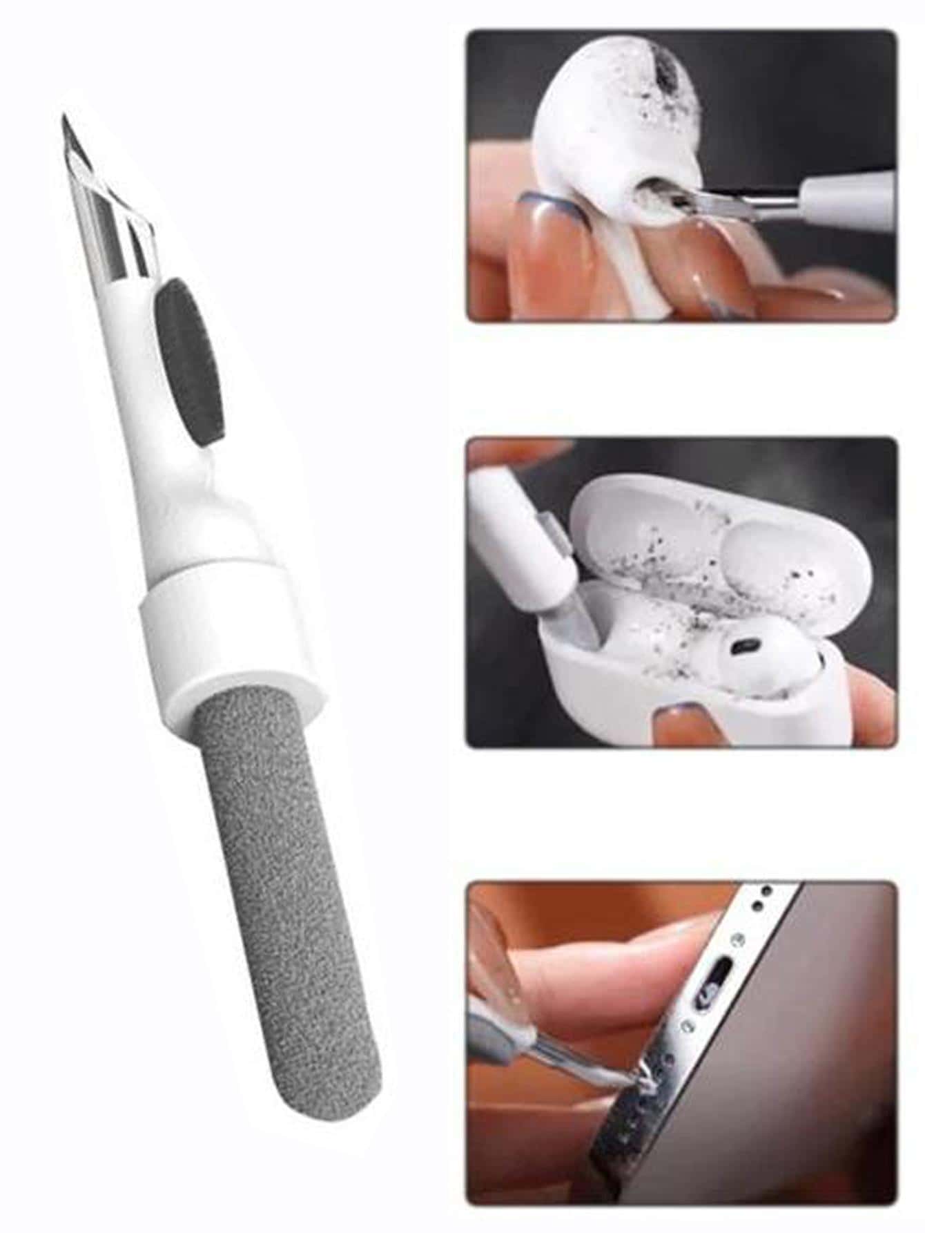 1入組白色多功能耳機清潔塑膠灰塵去除器筆適用於家用的 - 白色 - 查看 1