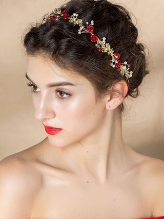 1pc Women Faux Pearl & Flower Decor Fashion Bride Hair Band For Wedding Party Elegant Tiaras Valentine's Day Valentines