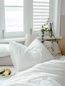 1入組素色白色被套無填充物現代柔軟舒適臥室床罩 - 白色 - 查看 4