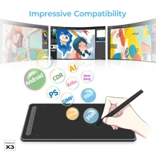 Deco L Drawing Tablet 10x6 Inch Computer Graphic Tablet With Updated Battery-Free X3 Digital Stylus And 8 Shortcuts Compatible With Chrome, Windows 11, Linux, MacOS, And Android - màu đen - Xem 11