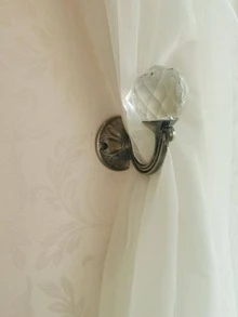 5入組人造水晶窗簾掛鉤，家用鋅合金Cadet藍色窗簾繫帶