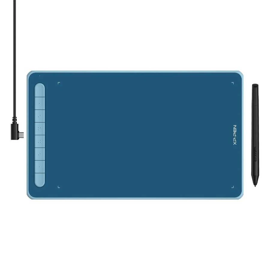 Deco L Drawing Tablet 10x6 Inch Computer Graphic Tablet With Updated Battery-Free X3 Digital Stylus And 8 Shortcuts Compatible With Chrome, Windows 11, Linux, MacOS, And Android - 藍色 - 查看 1