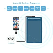 Deco L Drawing Tablet 10x6 Inch Computer Graphic Tablet With Updated Battery-Free X3 Digital Stylus And 8 Shortcuts Compatible With Chrome, Windows 11, Linux, MacOS, And Android - 藍色 - 查看 2