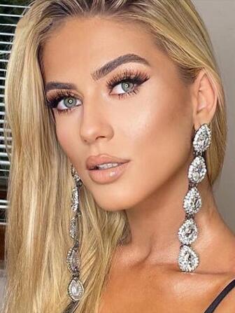 1pair Glamorous Rhinestone Water-drop Drop Earrings For Women For Party