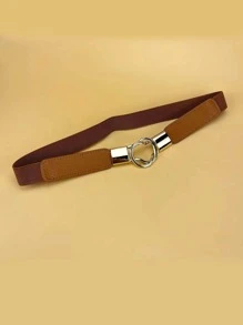 高雅1件女士加大尺寸對稱扣時尚彈性腰帶，適用於裙子裝飾 - 棕色 - 查看 3