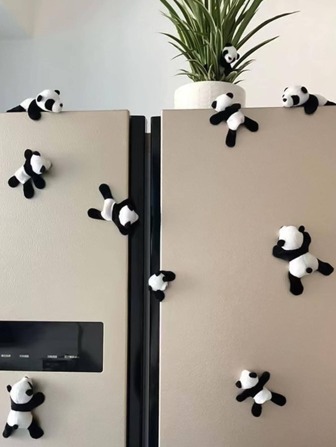 5 pièces Autocollant de réfrigérateur mignon panda en forme de porte dessin animé créatif aimant pour domicile