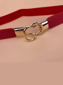 1入組女士大碼對稱扣時尚鬆緊腰帶適用於衣物裝飾 - 紅色 - 查看 3