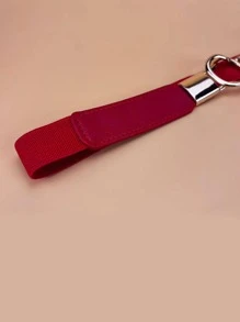 1入組女士大碼對稱扣時尚鬆緊腰帶適用於衣物裝飾 - 紅色 - 查看 7