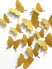 1set Mixed Color Butterfly Sticker, Modern PVC Self Adhesive 3D Butterfly Wall Decor For Home - Multicolor - View 7