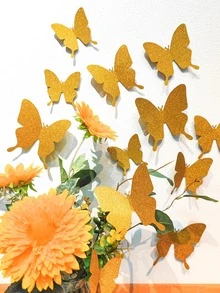 1set Mixed Color Butterfly Sticker, Modern PVC Self Adhesive 3D Butterfly Wall Decor For Home - Multicolor - View 5