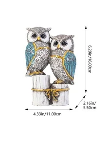 1pc Owl Design Craft Craft, Đối tượng trang trí Polyresin hiện đại cho trang trí nhà - Màu xanh lam - Xem 9