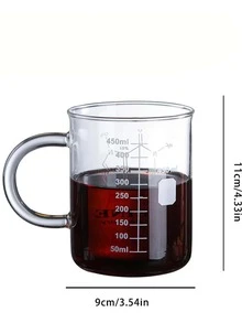 1 pieza Taza medidora de líquidos 450ML de vidrio clásico para cocina - transparente - Ver 2