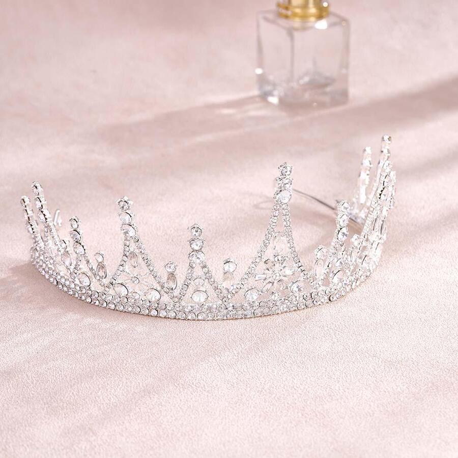 Unicra Silver Tiara Wedding Tiaras Bride Rhinestone Crown Queen Adult Crowns Pageant Prom Hair