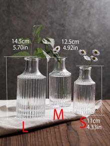 1入組玻璃花現代透明花瓶適用於花 - 無色 - 查看 3