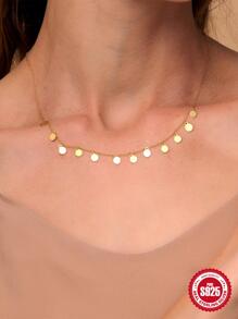 1pc Fashionable Disc Charm Silver Necklace For Women For Daily Decoration Holiday - Gold - View 4
