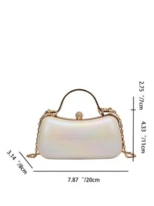 迷你盒型包水鑽裝飾壓花細節水鑽裝飾,完美新娘錢包適合婚禮,舞會和派對活動 - 白色 - 查看 11