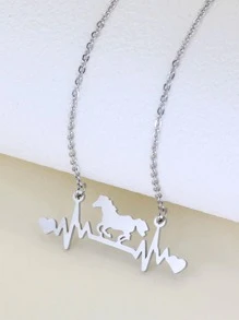 Nam 1 Miếng Đúng mốt Thép không gỉ Ngựa & Nhịp tim Dây chuyền với sức hấp dẫn Đối với phụ nữ Đối với Qủa tặng , Đối với Đồ trang sức Qủa tặng Và Buổi tiệc - Bạc - Xem 5