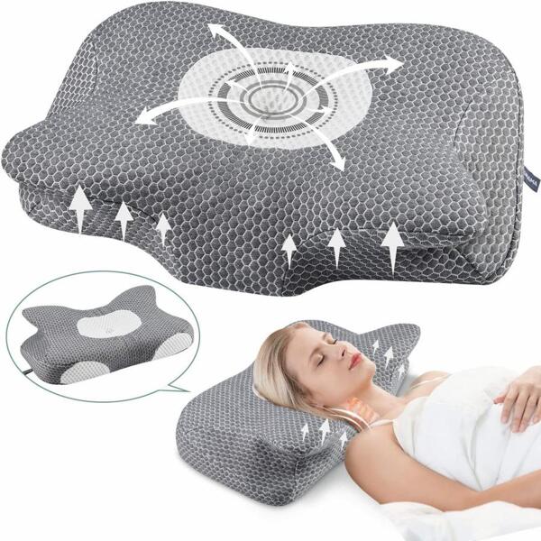 Grey Cervical Pillow, Contour Memory Foam Pillow for Neck