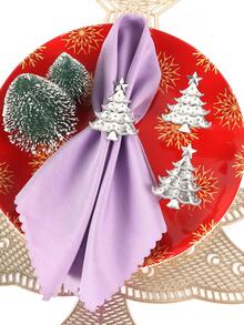 4pcs Tree Decor Napkin Ring - Silver - View 5