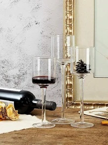 3pcs Clear Glass Cup Design Candle Holder - Clear - View 6