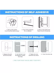 1 件不锈钢纸巾架，银色壁挂式家用纸巾架，不锈钢粘合剂卫生纸架，纸巾分配器，餐巾架，橱柜储物整理器，毛巾架，厨房纸巾架，保鲜膜架，抹布架，碗碟，不锈钢，厨房壁架，厨房储物用品，浴室配件，提供粘合剂和螺丝 - 銀色 - 查看 8