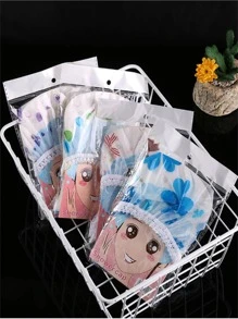 QINGMYU 4 chiếc mũ tắm in hình cỏ bốn lá và nơ trang trí phòng tắm gia đình - Nhiều màu - Xem 5