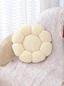 1pc Solid Decorative Pillow, Modernist Polyester Flower Shaped Throw Pillow For Home - Beige - View 1