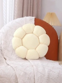 1pc Solid Decorative Pillow, Modernist Polyester Flower Shaped Throw Pillow For Home - Beige - View 2