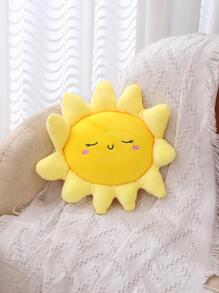 1pc Color Block Decorative Pillow, Modernist Polyester Sunflower Design Throw Pillow For Home - Multicolor - View 1