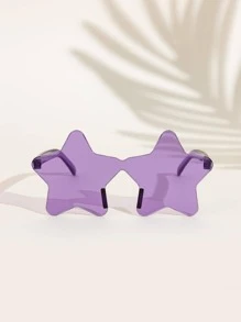 1 Gói Kính thời trang hình ngôi sao không gọng cho nam nữ Kính thời trang phong cách mùa hè Kính thời trang cho tiệc hồ bơi Kỳ nghỉ bãi biển - Màu tím hoa cà - Xem 2