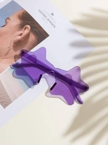 1 Gói Kính thời trang hình ngôi sao không gọng cho nam nữ Kính thời trang phong cách mùa hè Kính thời trang cho tiệc hồ bơi Kỳ nghỉ bãi biển - Màu tím hoa cà - Xem 3