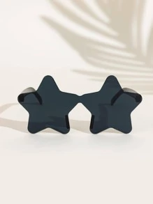 1 副装女士男士星形时尚眼镜无框夏季时尚眼镜时尚眼镜适合泳池派对海滩度假 - 黑色 - 查看 2