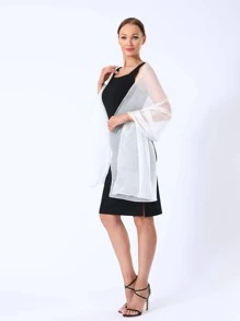1入組女士素色休閒圍巾 - 白色 - 查看 4