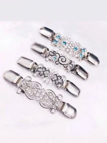 4pcs Rhinestone Decor Vintage Sweater Shawl Clip - Multicolor - View 5