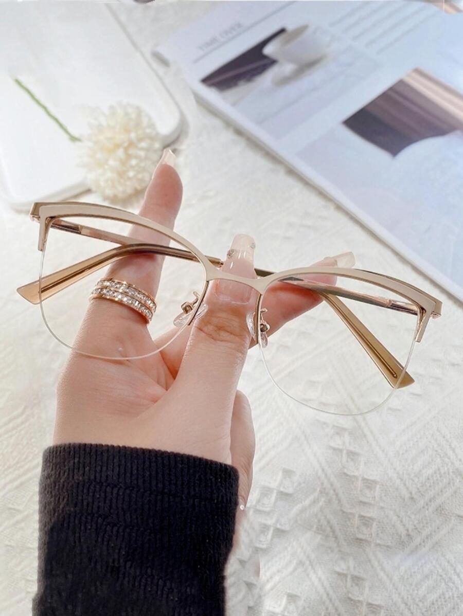 猫眼女士时尚设计眼镜 - 米色 - 查看 1