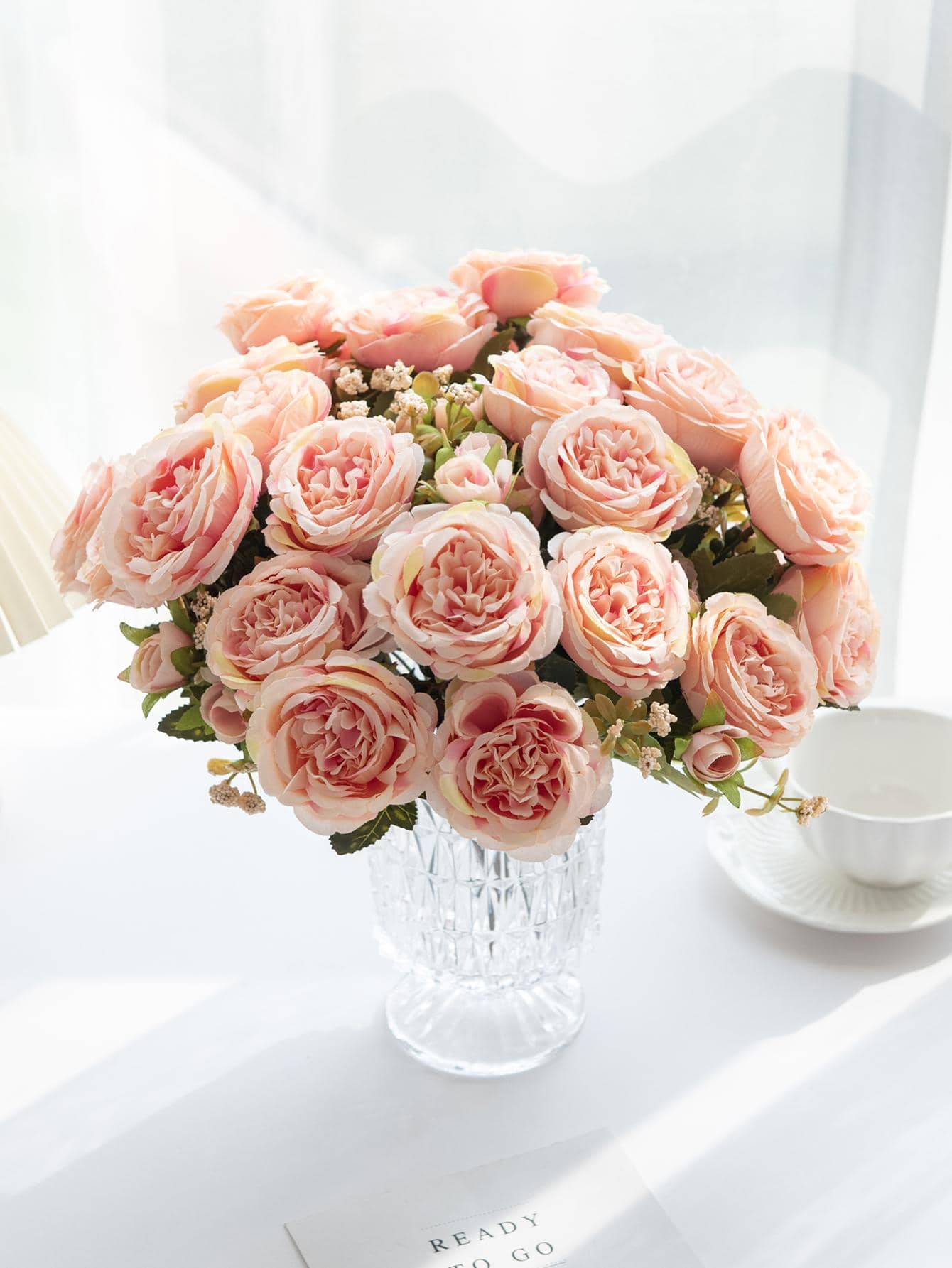 1/3 件人造牡丹混合花，适用于新娘花束、家居、办公室、派对装饰 - 青檸色 - 查看 1