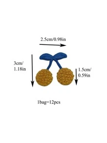 12入組/套滌綸貼布時尚櫻桃設計縫紉工藝裝飾貼紙適用於DIY手工藝 - 卡其色 - 查看 2