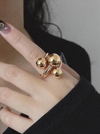 1pc Fashion Copper Round Decor Ring For Women For Daily Decoration