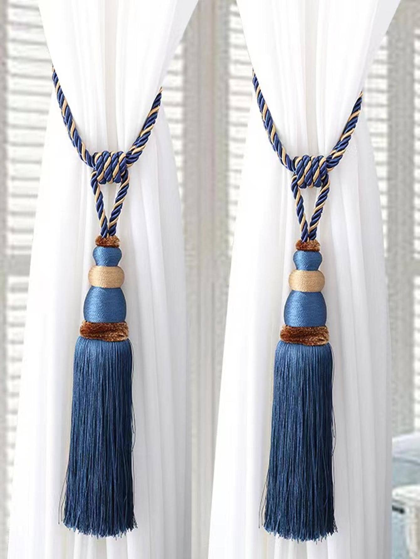 1pc Tassel Decor Curtain Tieback - Royal Blue - View 1