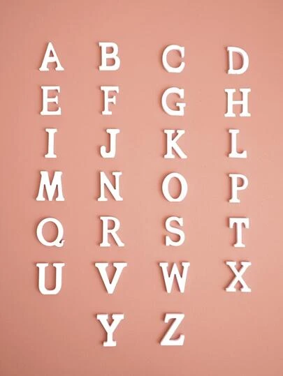 26 peças/conjunto alfabeto inglês floco de neve placa carta escultura artesanato, decorações de casamento melhores presentes