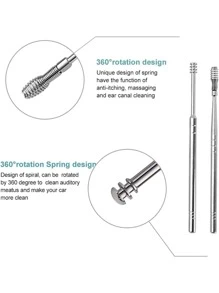 6pcs/set Stainless Steel Ear Scoop, Daily Professional Ear Picking Tool Set For Home - Black - View 4