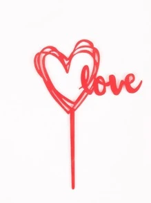 1pc PMMA Cake Topper, Modern Heart & Letter Design Cake Top Decoration For Party - Red - View 3