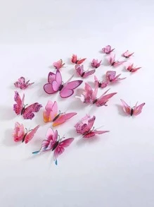 12 piezas Pegatina de pared con mariposa 3D - Multicolor - Ver 4