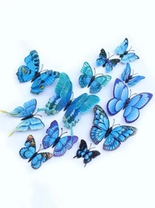 12 piezas/set PVC con mariposa moderno 3d Etiqueta engomada creativa demariposa dedecoración dehabitación para casa