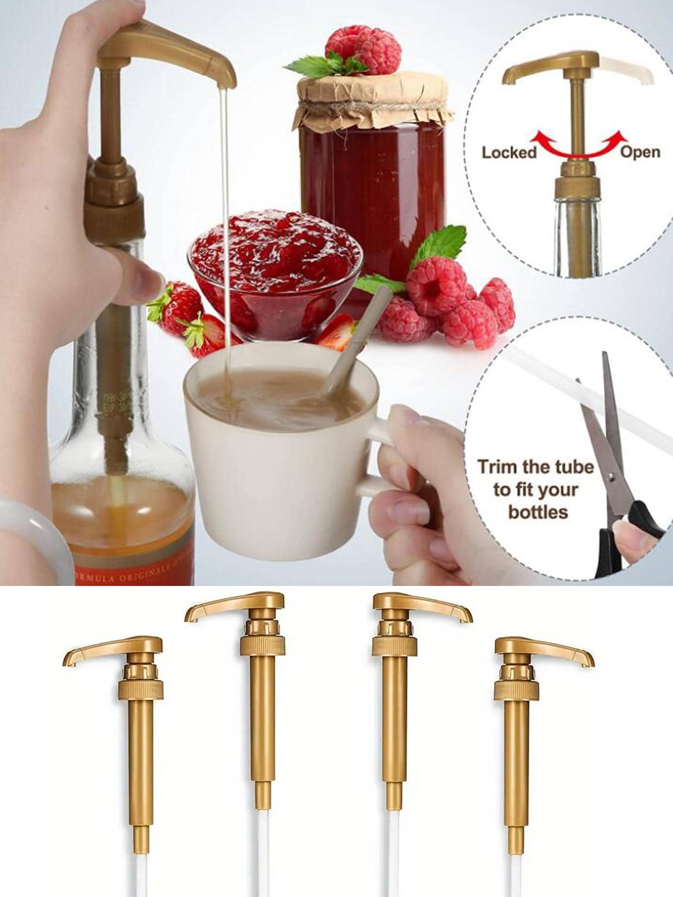 1pc PP Press Bottle Spout, Modern Bottle Pump Head For Kitchen - Gold - View 3