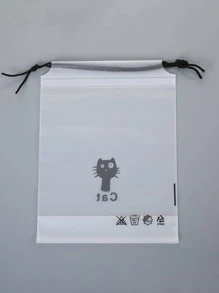 1pc EVA Storage Bag, Funny Cat Pattern Travel Storage Bag For Travel - Black and White - View 7