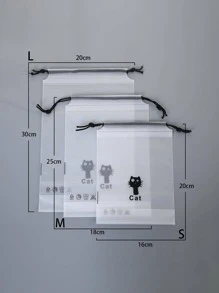 1pc EVA Storage Bag, Funny Cat Pattern Travel Storage Bag For Travel - Black and White - View 2