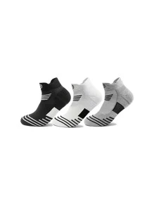 3pcs Men Striped Athletic Socks For Running - Multicolor - View 1
