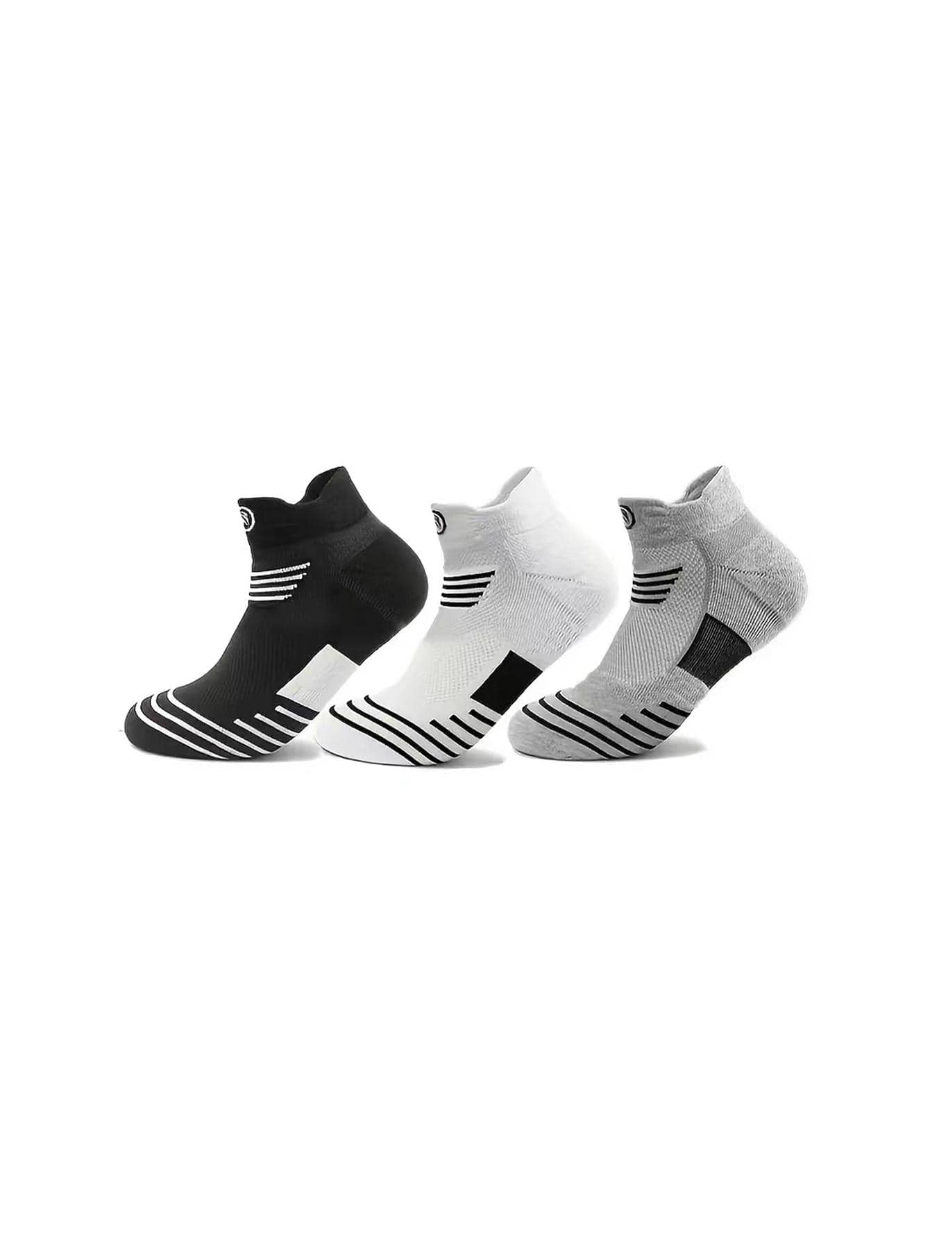 3pcs Men Striped Athletic Socks For Running - Multicolor - View 1