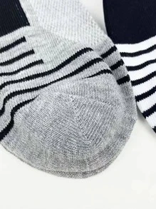 3pcs Men Striped Athletic Socks For Running - Multicolor - View 7